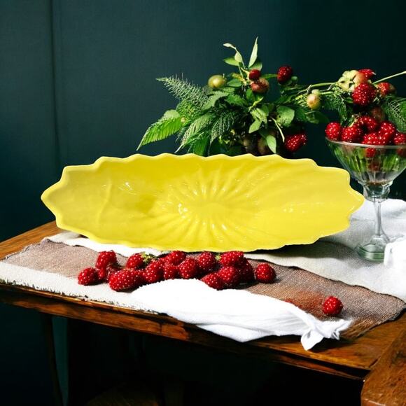 Art Deco Planter-Bowl-Vase-Shawnee Pottery-Mid Century Modern-MCM-Yellow-Fern - Picture 2 of 7